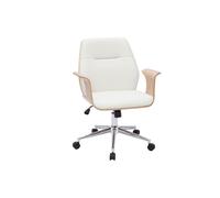 Silla de oficina moderna blanco y madera clara RUFIN