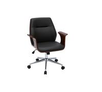Silla de oficina moderna negra con madera oscura RUFIN
