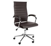CLP Silla De Oficina Mollis En Cuero Auténtico I Silla Giratoria para Escritorio con Reposabrazos Acolchados, Color:café