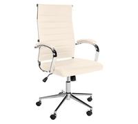 Silla de oficina mollis de cuero auténtico crema 61x56x102 cm