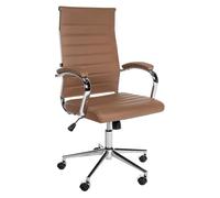 Silla de oficina mollis de cuero auténtico marrón claro 61x56x102 cm