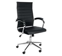 CLP Silla De Oficina Mollis En Cuero Auténtico I Silla Giratoria para Escritorio con Reposabrazos Acolchados, Color:Negro