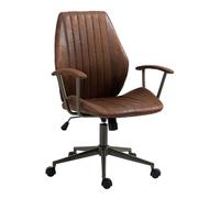 CLP Silla De Oficina Nampa Moderna En Cuero De Imitación I Silla De Estudio Giratoria con Ruegas & Reposabrazos Acolchados, Color:coñac