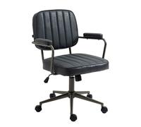 CLP Silla De Trabajo Natrona En Piel Sintética I Silla De Oficina con Look Industrial Acolchada & con Ruedas, Color:Antiguo Negro