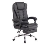 CLP Silla de Oficina Oxygen I Silla de Escritorio con reposapiés I Silla giratoria ergonómica, Regulable en Altura sin escalonamientos, Color:Negro, Material:Cuero Sintetico