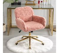 Silla de oficina peluda, silla de escritorio giratoria mullida, silla de oficina en casa, silla tapizada de tela de peluche, silla de escritorio con ruedas de altura ajustable para dormitorio, niñas y