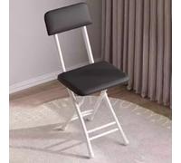 Silla de oficina plegable con asiento de cuero de microfibra, marco de acero al carbono, sin instalación, respaldo cómodo, diseño que ahorra espacio para dormitorio y oficina (gris)