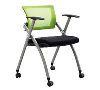 Silla de oficina plegable con ruedas, silla de malla para conferencias y comedor, asiento de escritorio verde versátil para cocina, dormitorio y espacios de aprendizaje, talla única