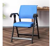 Silla de Oficina Plegable para Espacios pequeños, ergonómica, con Asiento Acolchado, Mecedora, Estructura de Acero y Asiento Premium, Silla de Conferencia (Azul)