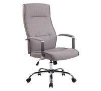 CLP Silla De Oficina Portland Acolchada & Tapizada En Simil Cuero o Tela I Silla De Escritorio Regulable En Altura & Giratoria I Color:, Color:Gris, Material:Tela