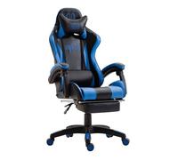 Silla de oficina racing ignite diseño deportivo con reposapiés 100% poliuretano color azul/ negro