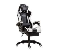 Silla de oficina racing ignite diseño deportivo con reposapiés 100% poliuretano color blanco / negro