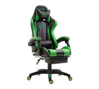 Silla de oficina racing ignite diseño deportivo con reposapiés 100% poliuretano color negro / verde