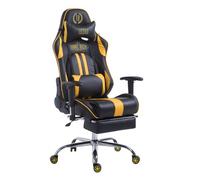 Silla Racing XL Limit Tapizada en Cuero sintético I Silla Gaming con Soporte Metal Cromado I Silla Oficina con Ruedas I Silla Gamer Regulabl, Color:Negro/Amarillo, Reposapiés:con reposapiés