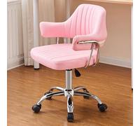 Silla de oficina rosa con respaldo medio, giratoria de 360°, ergonómica, para el hogar, oficina, estudio, dormitorio, sala de estar, diseño elegante y cómodo
