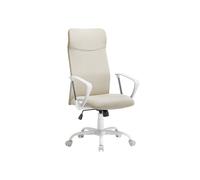 SONGMICS Silla de Oficina, Silla ergonómica, Asiento Giratorio, Asiento Acolchado, Regulable en Altura e inclinable, Capacidad de Carga 120 kg, Color Beige Cappuccino OBN034K01