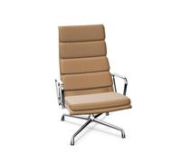 Silla de oficina Soft Pad EA 222 con mecanismo giratorio e inclinable, color camello/ Cromo