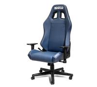 Silla de Oficina Sparco Coach, tapizado Azul Marino con Costuras Plateadas, ergonómica, diseño Deportivo