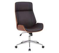 CLP Silla de Oficina ergonómica con reposabrazos Varel, Silla de Escritorio con Moderna Estructura giratoria y Regulable en Altura, Color:Nuez/marrón