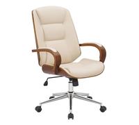 Silla de oficina yankton simil cuero nogal/crema 68x60x102 cm