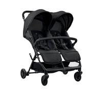 Silla de Paseo Doble para Gemelos o Hermanos, Ligera, Reclinable y Plegable con Capotas y Freno Trasero - Asalvo DOUBLE HENRY Negro