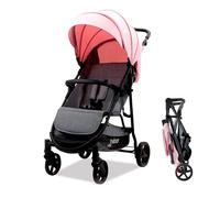 Silla de Paseo MANCHESTER Ultraligera - Respaldo Reclinable, Capota SPF50+, Plegado Tipo Bastón, Arnés 5 Puntos, Freno Trasero, Desde Nacimiento hasta 17 kg - Rosa Asalvo