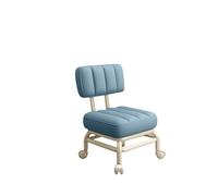 Silla de pedicura azul con asiento bajo y ruedas giratorias para el hogar, peluquería, garaje, reposapiés para fitness y limpieza