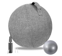 Silla de Pelota de Ejercicio Balón de Oficina para Asiento de Pelota Silla de 65 cm Asiento ergonómico para Oficina y Oficina en el hogar Funda de Lino Lavable