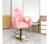 Silla de peluquería con reposacabezas, silla profesional de peluquería 90° - 135°, altura regulable 96 - 109 cm, silla de salón de piel sintética con bomba hidráulica, giratoria 360°, soporta hasta