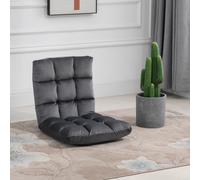 Silla de Piso Plegable HOMCOM con Función Reclinable, Respaldo Ajustable Tapizado, Silla de Relajación para Ver TV, Leer, Meditar, Sofá Perezoso para Meditación en Casa, Gris Oscuro