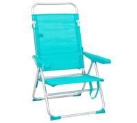 Silla de playa alta plegable Aguamarina, reclinable y ligera de aluminio | Abatible 4 posiciones, Ligera. Respaldo-asiento textileno transpirable. De 62x55x100 cm.