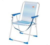 Silla de Playa Alta Plegable Soporta 110 Kg, 53x6x68 Cm, Azul a Rayas