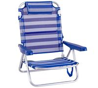 Silla de playa baja con cojín y reclinable 4 posiciones convertible en tumbona Lola Home Aguamarina