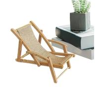 Silla de Playa de Madera en Miniatura - Muebles de salón de Mesa para casa de muñecas | Modelo Decorativo para estantería, pequeña exhibición Coleccionable, Accesorio Manualidades en el