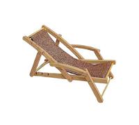 Silla de playa en miniatura 1:12 para decoración de jardín de hadas, color marrón claro, 15 x 6,1 x 6,5 cm