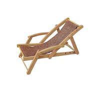 Silla de playa en miniatura para casa de muñecas 1:12, modelo para decoración de jardín de hadas, color marrón claro, 15 x 6,1 x 6,5 cm