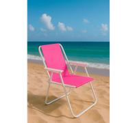 Silla de Playa Plegable - Color Fucsia - Metal 58x50x75 cm - Ideal para Playa, Piscina y Camping - CONJUNTO: Pack 2