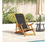 Silla de playa plegable con reposabrazos, madera de acacia negra y textileno, jiangboyue-4108066