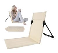 Silla de Playa Plegable Portátil, Tumbona Con Respaldo Ajustable y Bolsa de Transporte, 39 x 37 x 42 cm, Colchoneta Para Tomar el Sol, Para Camping (Beige)