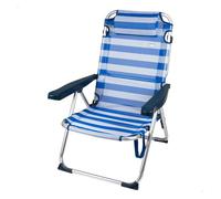 Aktive 2 In 1 Beach And Lounge Chair Folding Stripes With Cushion Plateado
