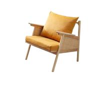 Silla de ratán Silla de lectura de ratán - Sofá de madera y mimbre de estilo japonés for espacios pequeños - Cómodo sillón de ratán for sala de estar, dormitorio o balcón Sillón de jardín(Orange)
