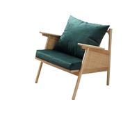 Silla de ratán Silla de lectura de ratán - Sofá de madera y mimbre de estilo japonés for espacios pequeños - Cómodo sillón de ratán for sala de estar, dormitorio o balcón Sillón de jardín(Green)