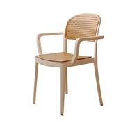 Silla de ratán Silla de restaurante-patio for interiores y exteriores, silla de ratán moderna, silla de bistró for todo tipo de clima con reposabrazos Silla decorativa moderna para sala de estar(Blanc