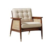 Silla de ratán Silla decorativa con brazos de ratán, silla moderna tapizada de mediados de siglo for dormitorio, sala de estar, sillas de lectura, sillón de ratán, silla de ocio retro Sillón de jardín