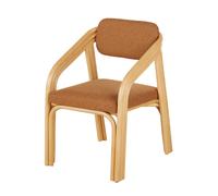 Silla de ratán y tela marrón de diseño envolvente