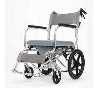 Silla de rehabilitación médica, silla de ruedas, silla de ruedas ligera plegable ajustable para conducción médica, silla de ruedas manual con inodoro, aleación de aluminio, carrito de orinal para