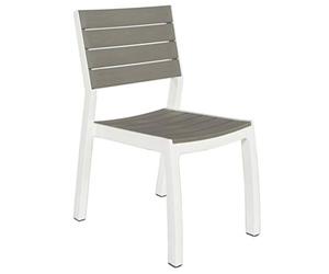 Silla de resina Harmony de color blanco/pardo, sin reposabrazos