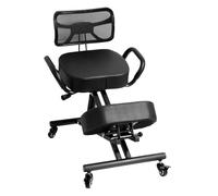 Silla de rodilla ajustable con respaldo y cojín de malla - Taburete para rodillas de 4 niveles y marco estable hasta 100 kg - Silla ergonómica para estudio, escuela y área de belleza