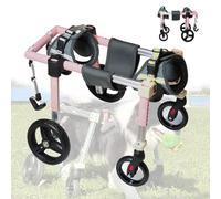 Silla de ruedas ajustable de 4 ruedas para patas traseras, cochecito ligero para mascotas con soporte para caminar y recuperarse, adecuada para perros pequeños, medianos y grandes