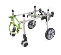 Silla de ruedas ajustable de 4 ruedas para perros, soporte completo para patas delanteras y traseras, cochecito de rehabilitación de aluminio para mascotas y gatos